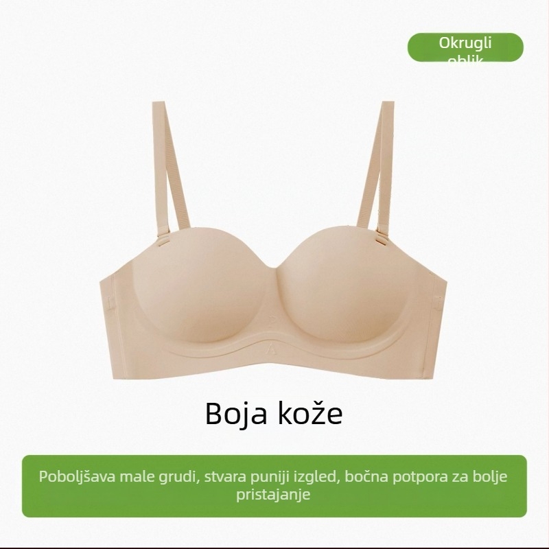 Roza bezšivni push-up grudnjak bez naramenica, 3/4 košarica, dvostruki način nošenja