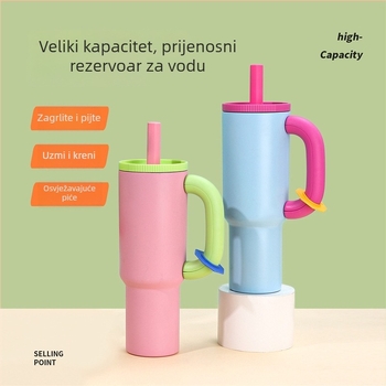 Termos čaša s držačem od nehrđajućeg čelika, veliki kapacitet, za auto, prenosna i izolirana