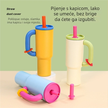 Termos čaša s držačem od nehrđajućeg čelika, veliki kapacitet, za auto, prenosna i izolirana