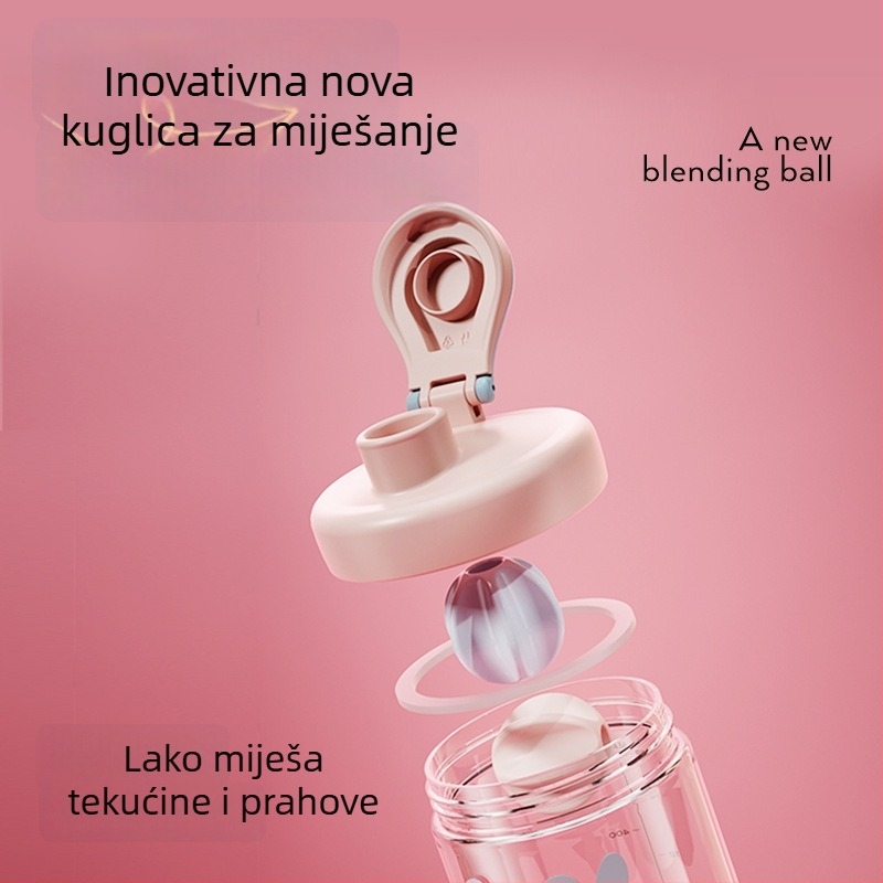 Plastična sportska shaker boca, velikog kapaciteta, novi model 2025, za proteinske napitke, s mjernom skalom