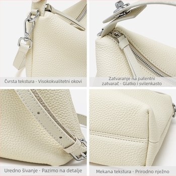 Ženska torbica od prave kože, mala crossbody torba za rame sa zipsom, oblika dumpling, pamučná podstava, unutarnji džepovi za telefon i ID, svestran stil