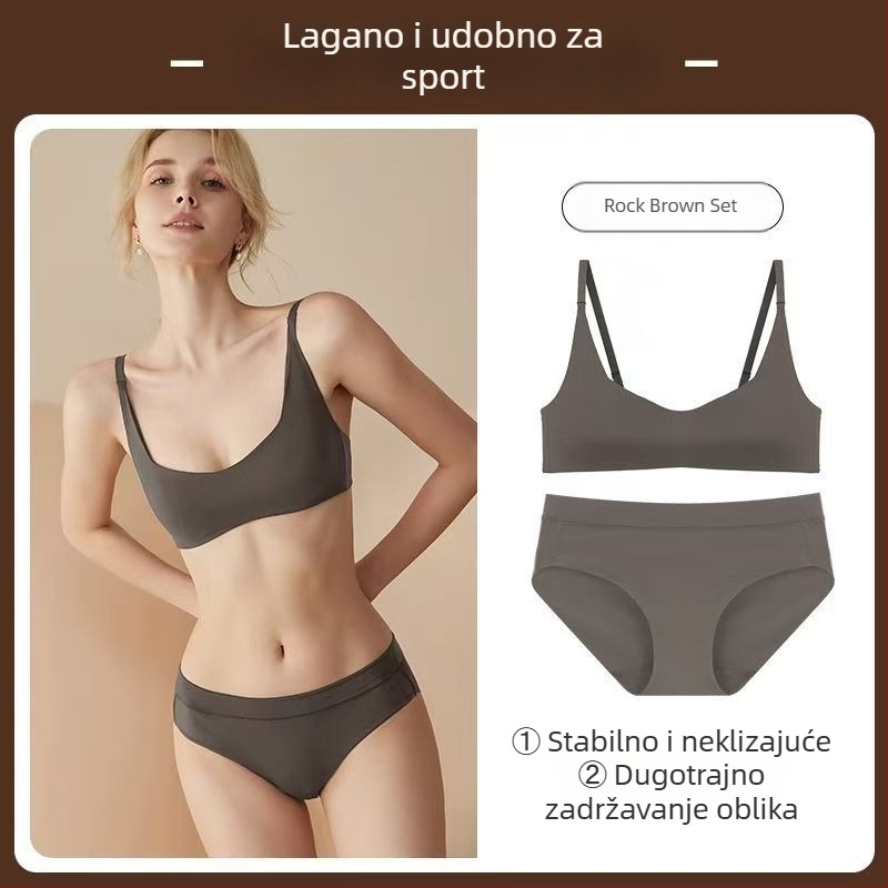 Korejskog stila bešavni grudnjak za žene, tanak kroj, mali bust, push-up, kvadratni izrez, jednostavan, lagan sportski top