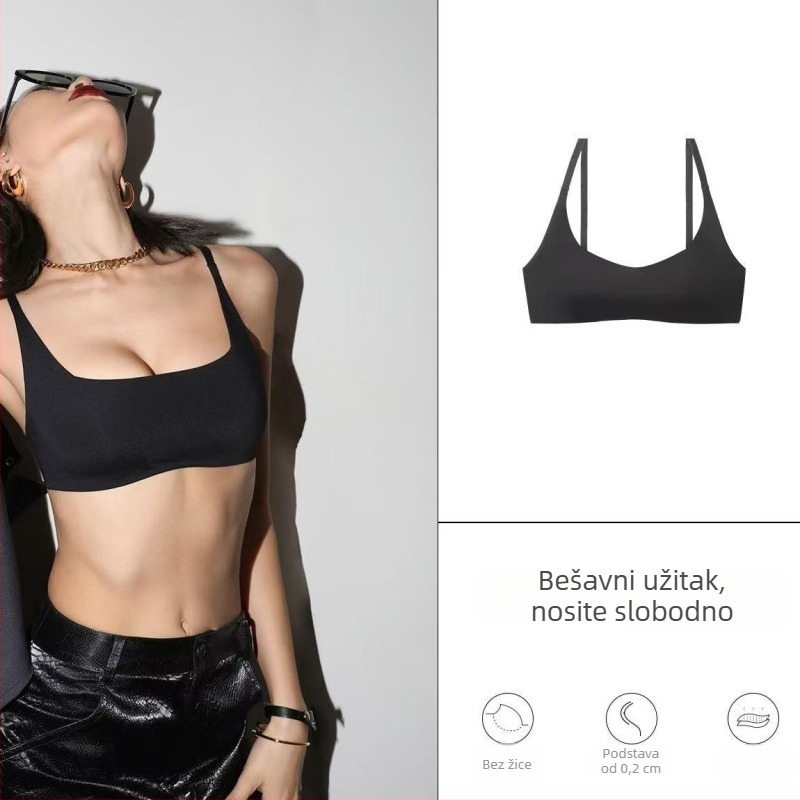 Korejskog stila bešavni grudnjak za žene, tanak kroj, mali bust, push-up, kvadratni izrez, jednostavan, lagan sportski top