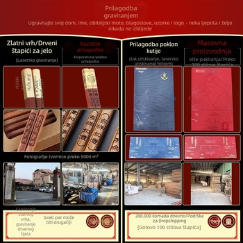 Porodični skup drvenih štapića za jelo, protuklizni, novi model, čvrsta crvena sandalovina, otporna na plijesan, za kućnu uporabu