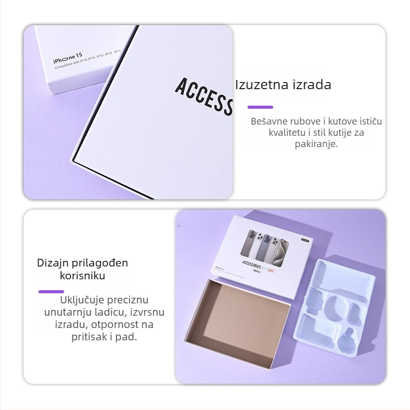 Set za pakiranje za novi Apple 17 mobitel: futrola za telefon, magnetske slušalice, pakiranje od pet do šest dijelova, podatkovni kabel, poklon-kutija s poklopcem