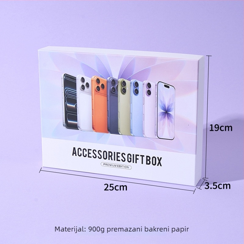 Set za pakiranje za novi Apple 17 mobitel: futrola za telefon, magnetske slušalice, pakiranje od pet do šest dijelova, podatkovni kabel, poklon-kutija s poklopcem