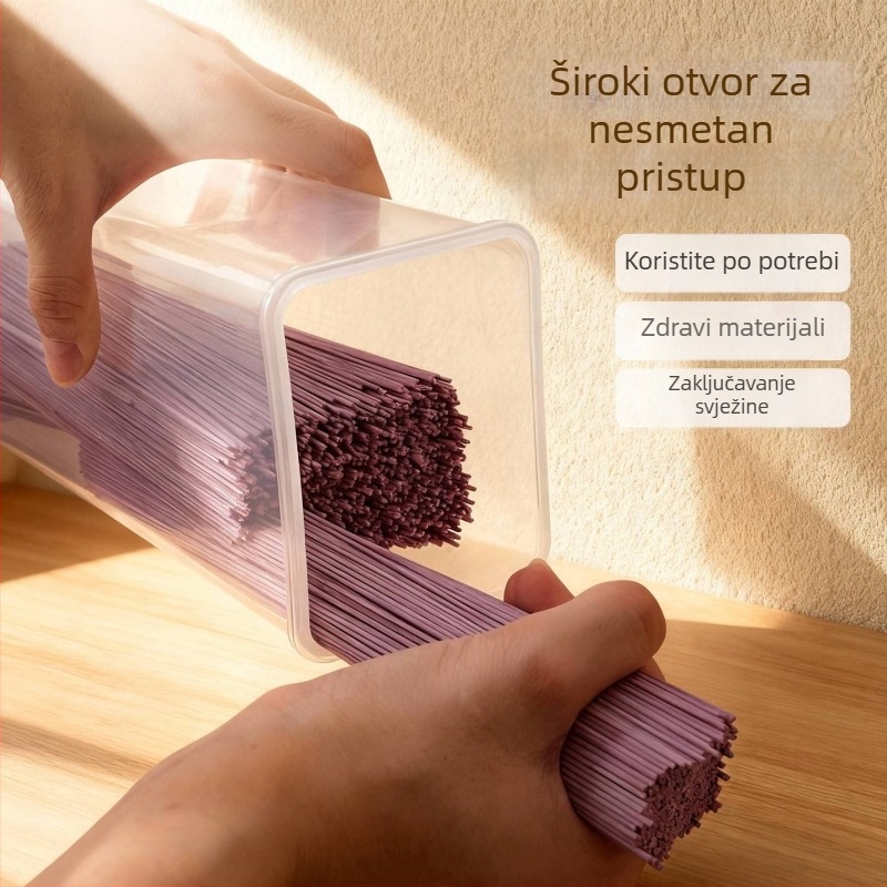Prozirna četvrtasta kutija za tjesteninu, prehrambene kvalitete, kuhinjski spremnik za pohranu tjestenine