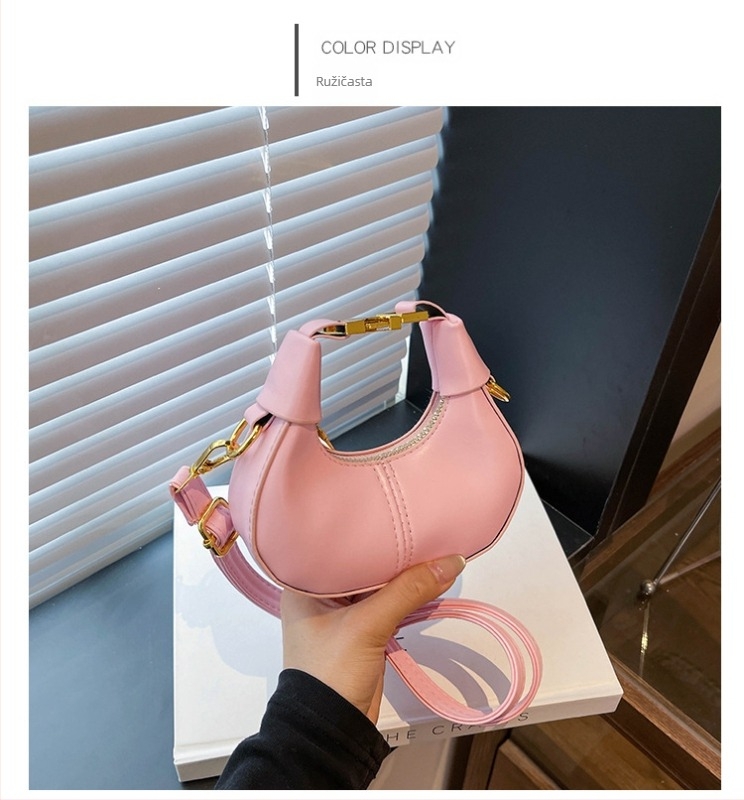 Modna ženska crossbody torba u obliku polumjeseca, mini torba za rameno s pretincom za ruž