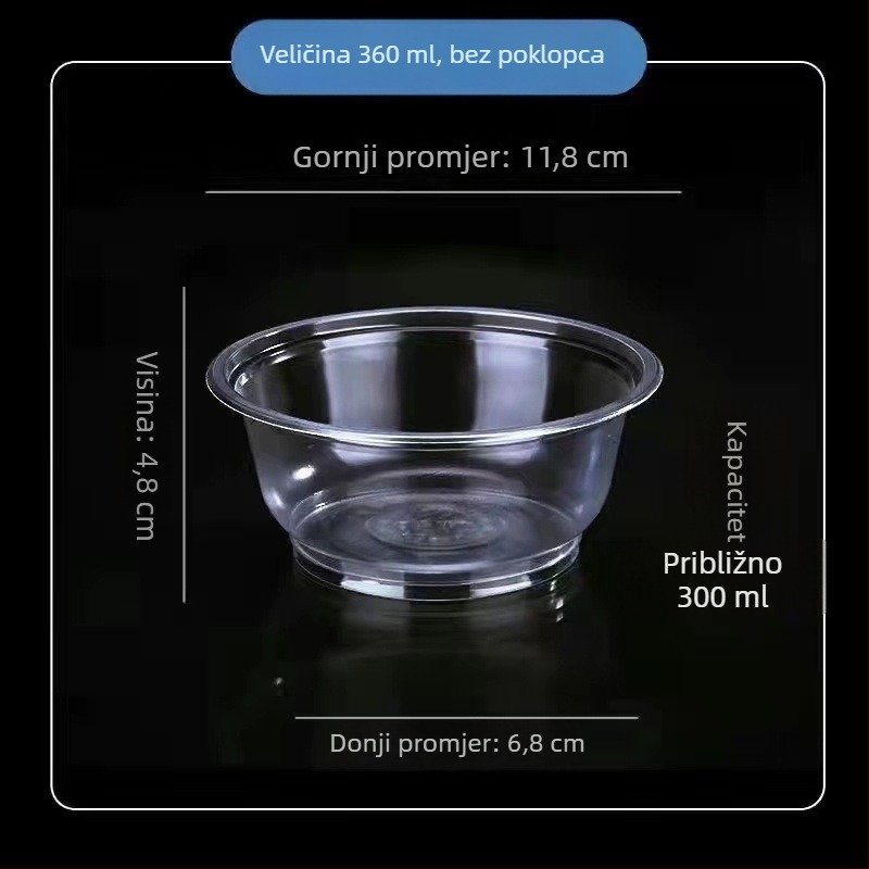 Jednokratni set posuđa: zdjelica za juhu, kutija za ručak, štapići, debela plastična okrugla kutija za ponijeti