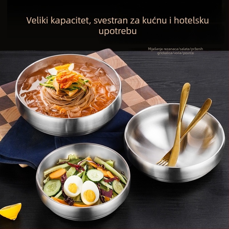 Posuda od nehrđajućeg čelika s velikim kapacitetom, zlatni završetak, okrugli oblik, za kućnu i restoransku upotrebu