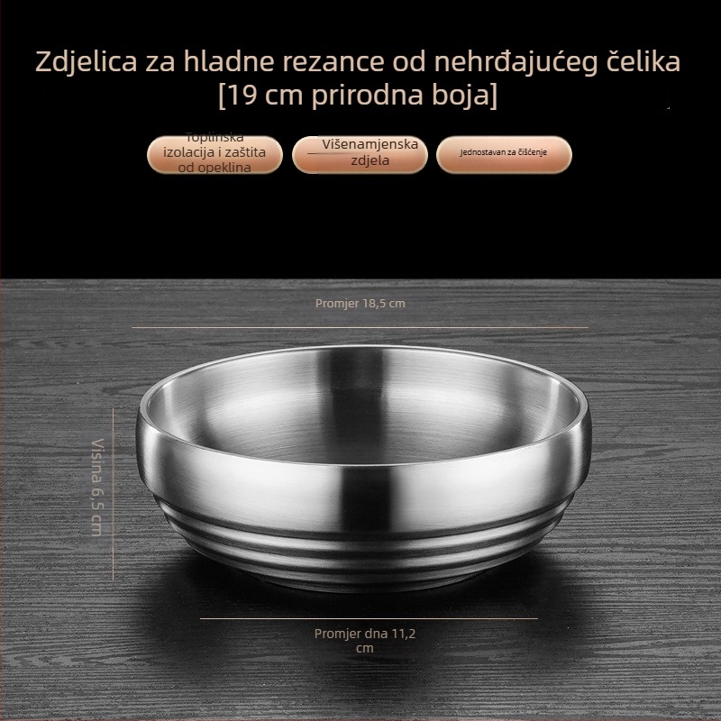 Posuda od nehrđajućeg čelika s velikim kapacitetom, zlatni završetak, okrugli oblik, za kućnu i restoransku upotrebu