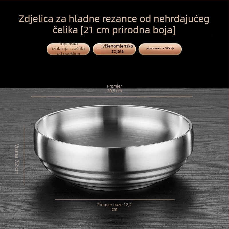 Posuda od nehrđajućeg čelika s velikim kapacitetom, zlatni završetak, okrugli oblik, za kućnu i restoransku upotrebu