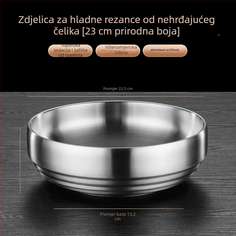 Posuda od nehrđajućeg čelika s velikim kapacitetom, zlatni završetak, okrugli oblik, za kućnu i restoransku upotrebu