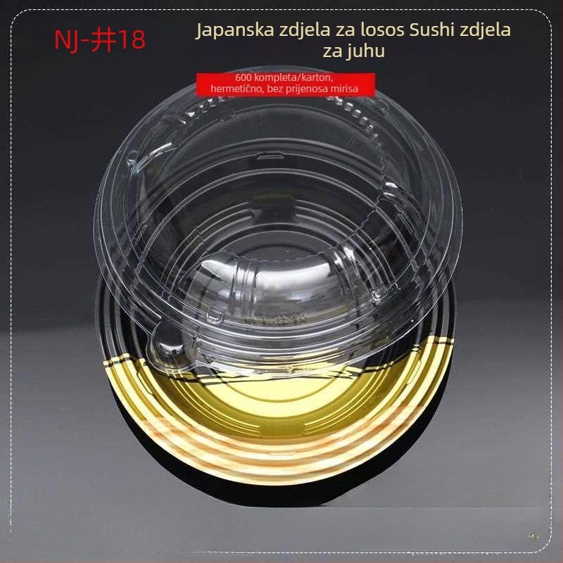 Jednokratne zdjele s lososom za sushi, okrugla kutija za ručak, za hladne rezance i juhu, pakiranje za dostavu, 50 kom.