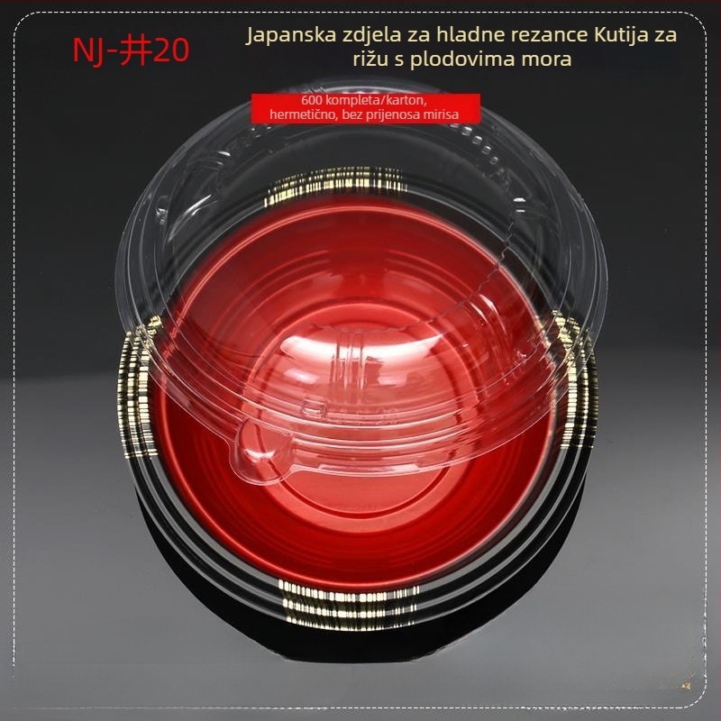 Jednokratne zdjele s lososom za sushi, okrugla kutija za ručak, za hladne rezance i juhu, pakiranje za dostavu, 50 kom.