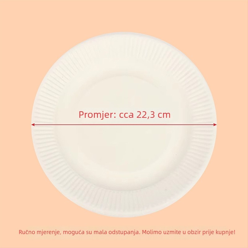 20 jednokratnih bijelih papirnatih tanjura za zabave i rođendane