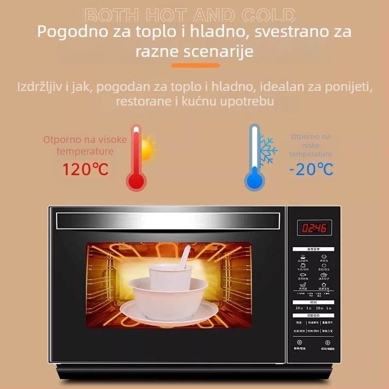 Jednokratna posuđa od ljuske riža, četverodjelni set zdjela i tanjura, u papirnoj ambalaži, biološki razgradivo