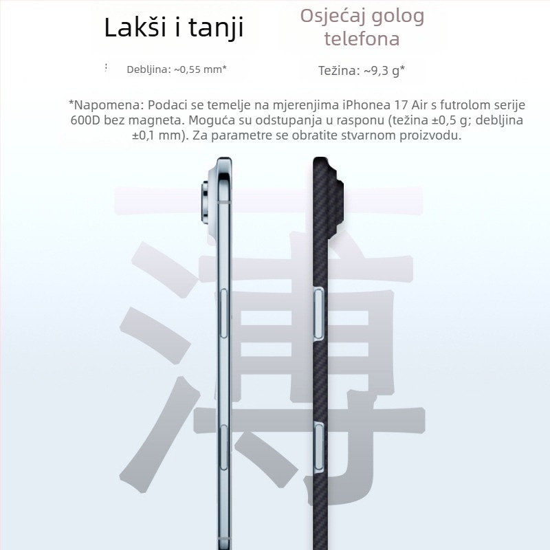 Futrola za mobitel na veliko za Apple iPhone Air, magnetska Kevlar-aramid futrola s lychee uzorkom, visokokvalitetni dizajn