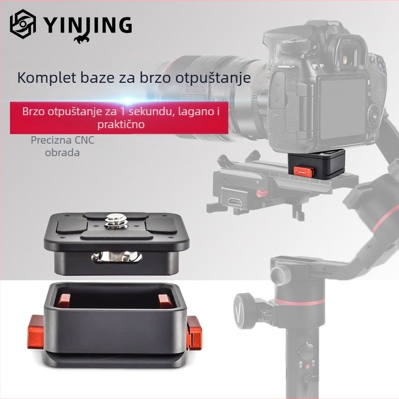 DSLR stabilizator s brzim otpuštanjem i osnovom ploče, pan/tilt glava, 38 mm, dodatak za stativ