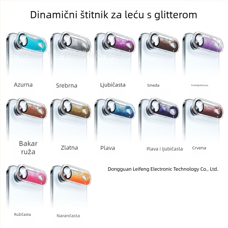 Fólia za zaštitu leće za iPhone 17 Pro Max s dinamičkim sjajem i bazom od tekućeg pijeska, integrirani zaštitnik leće