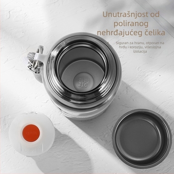 Termos od nehrđajućeg čelika 316, oblik kuglastog oblika, s užetom za ručku, veliki kapacitet, dvostruka vakuumska izolacija, čajni filter