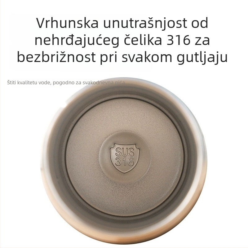 Stilska vakuumska šalica s ručkom, dvostruki način pića, s slamkom, prenosna i prilagodljiva