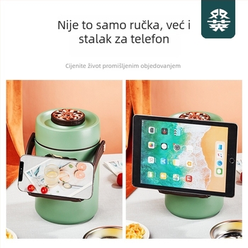 Kutija za ručak od 304 nehrđajućeg čelika s vakuumskom izolacijom, prenosna, velika kapaciteta, nepropusna