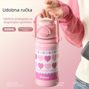 Termos s unutarnjim spremnikom od 316 nerđajućeg čelika, velika zapremina, s držačem, dvostruka izolacija, prenosna sportska bočica za vodu