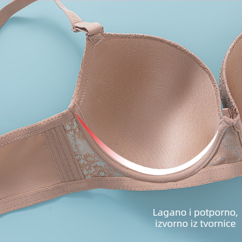 Plus-size čipkasti grudnjak s podstavom i potporom za podizanje i oblikovanje, D-kupa, nova kolekcija