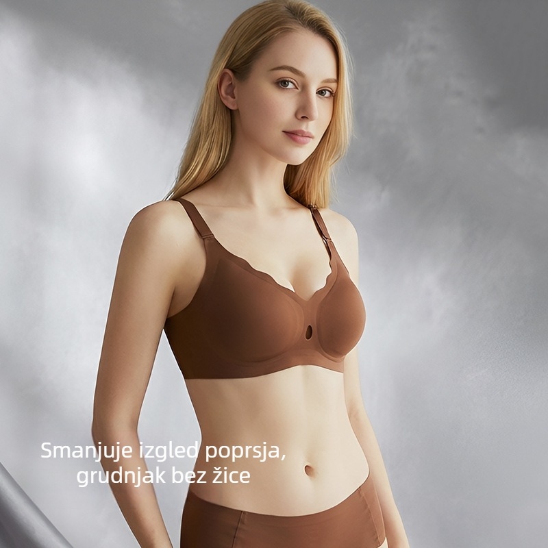 Plus-size grudnjak bez žice, mek podrška, sprječava opuštanje, oblikovanje bočnih grudi, bez šavova, tanje košarice