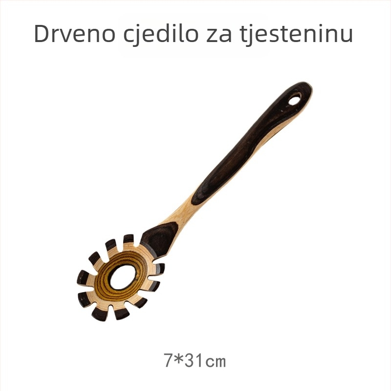 Retro marokanski stil, drveni kuhinjski pribor s gradijentnim bojama — spatula, žlica za rižu i cjedilo za tjesteninu