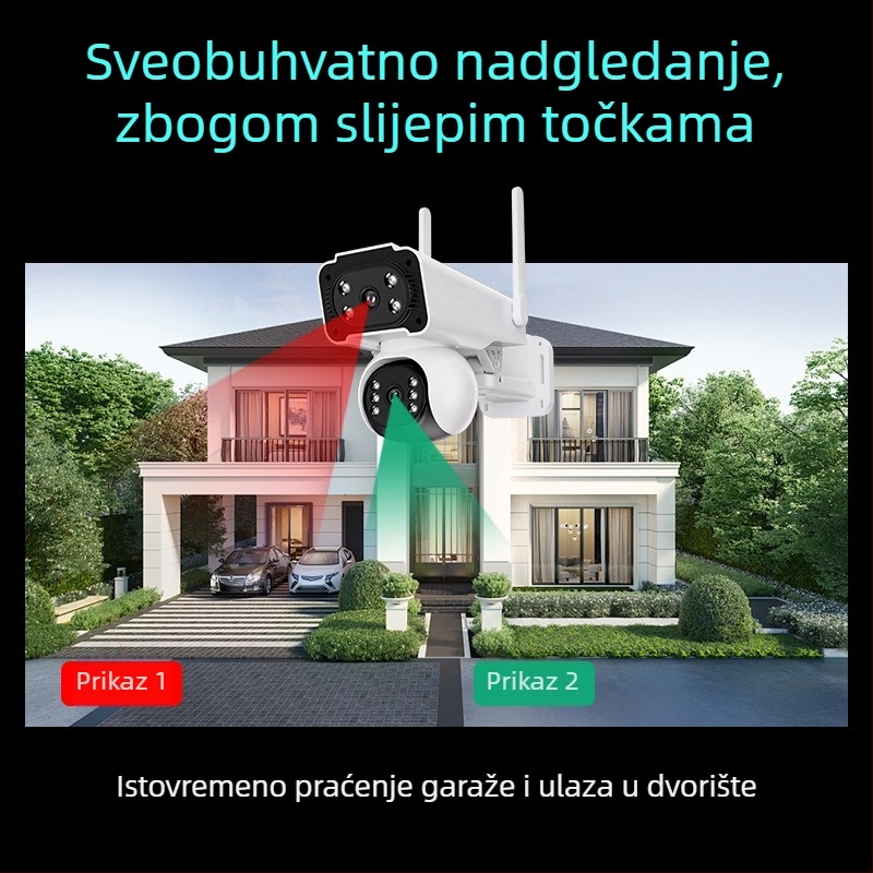 Vanjska IP kamera za kućno nadzor, 4G, 360° dvostruki prikaz, noćno vidjenje, HD
