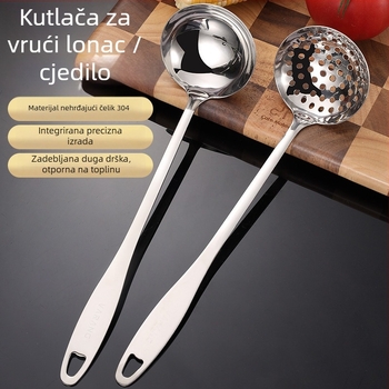 Set žlica za juhu od nehrđajućeg čelika: debela žlica i žlica s rupicama, s dugom drškom