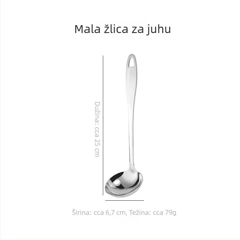 Set žlica za juhu od nehrđajućeg čelika: debela žlica i žlica s rupicama, s dugom drškom