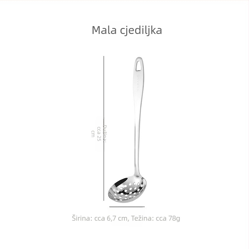 Set žlica za juhu od nehrđajućeg čelika: debela žlica i žlica s rupicama, s dugom drškom