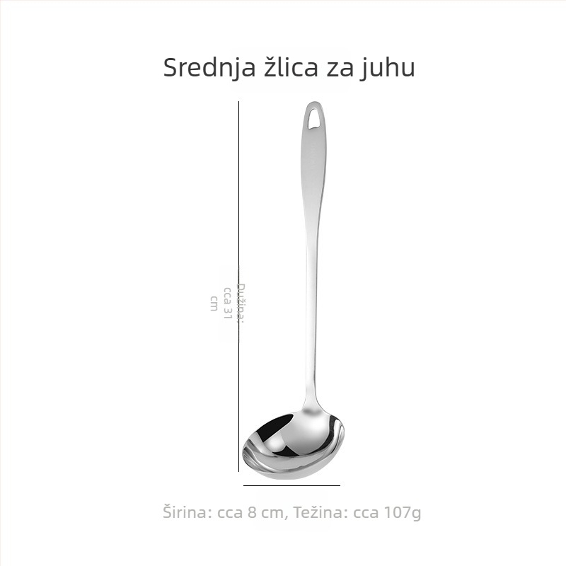 Set žlica za juhu od nehrđajućeg čelika: debela žlica i žlica s rupicama, s dugom drškom