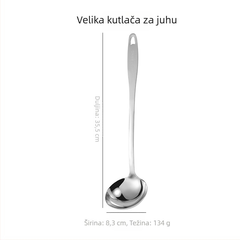 Set žlica za juhu od nehrđajućeg čelika: debela žlica i žlica s rupicama, s dugom drškom