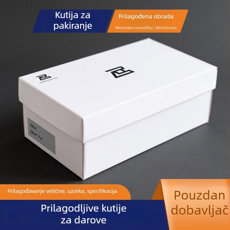 Minimalistička siva kartonska kutija za darove s poklopom za odjeću, donje rublje, obuću, kozmetiku i njegu kože