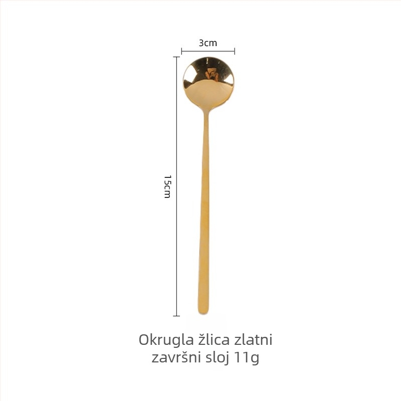 304 nehrđajući čelik žličica za kavu s dugim drškom, mala okrugla žličica, zlatna mini žličica za desert i miješanje mlijeka i čaja