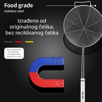 304 nehrđajući čelik – kuhinjska žlica-sito za knedle, prženje i vruću juhu, veliko sito za rezance