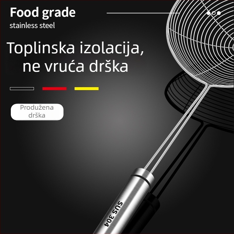 304 nehrđajući čelik – kuhinjska žlica-sito za knedle, prženje i vruću juhu, veliko sito za rezance
