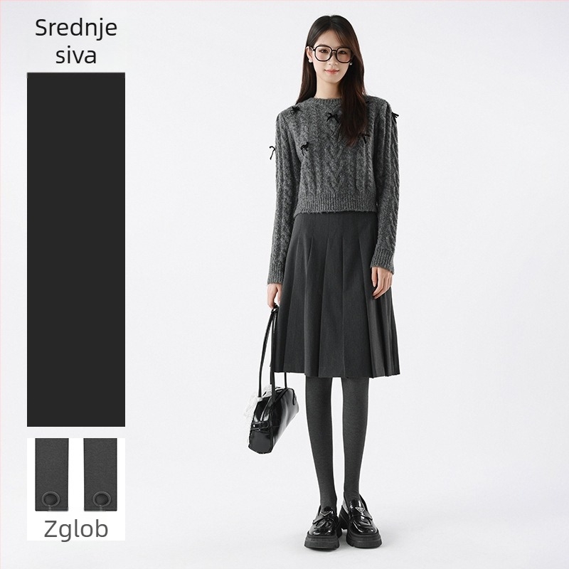 Sive ženske tajice s flis donjim slojem, lagane za proljeće i jesen, tople i debele za zimu