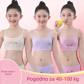 Dječji pamukasti set donjeg rublja za djevojčice: top bez rukava i gaćice, 6–12 godina
