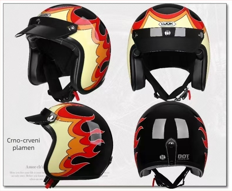 Kaciga u Harley stilu, polukaciga za motocikle, bicikle i električne skutere, unisex, odrasli
