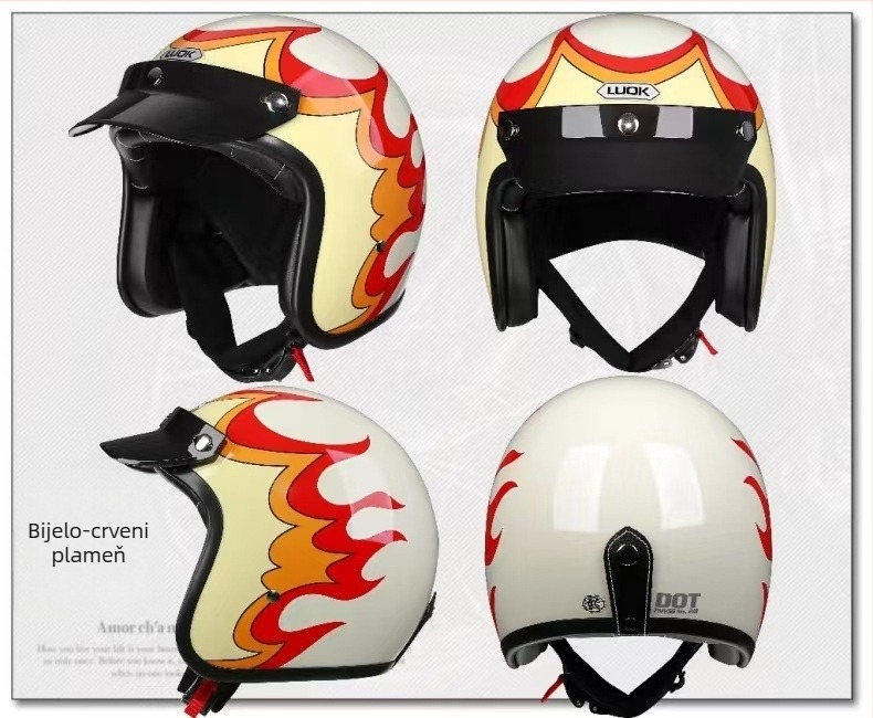 Kaciga u Harley stilu, polukaciga za motocikle, bicikle i električne skutere, unisex, odrasli