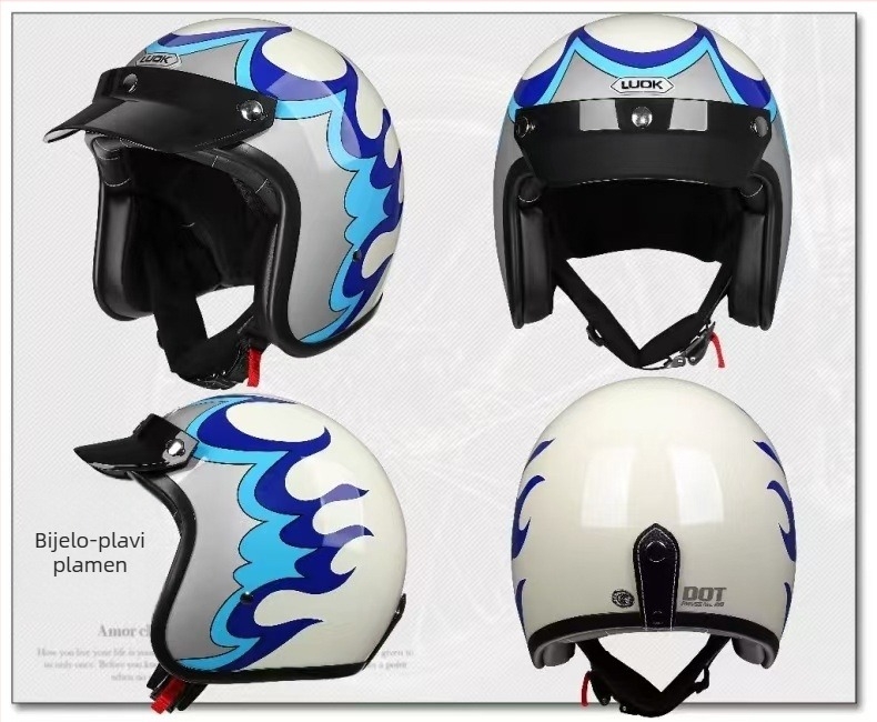 Kaciga u Harley stilu, polukaciga za motocikle, bicikle i električne skutere, unisex, odrasli