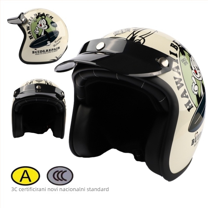 Kaciga u Harley stilu, polukaciga za motocikle, bicikle i električne skutere, unisex, odrasli