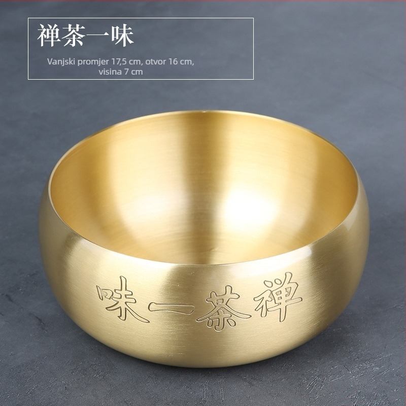 Posuda za pranje čaja od mosadža, velika posuda za vodu za čaj, zen inspiriran japanski stil, bakreni držač za posudu, dodaci za čajnu ceremoniju