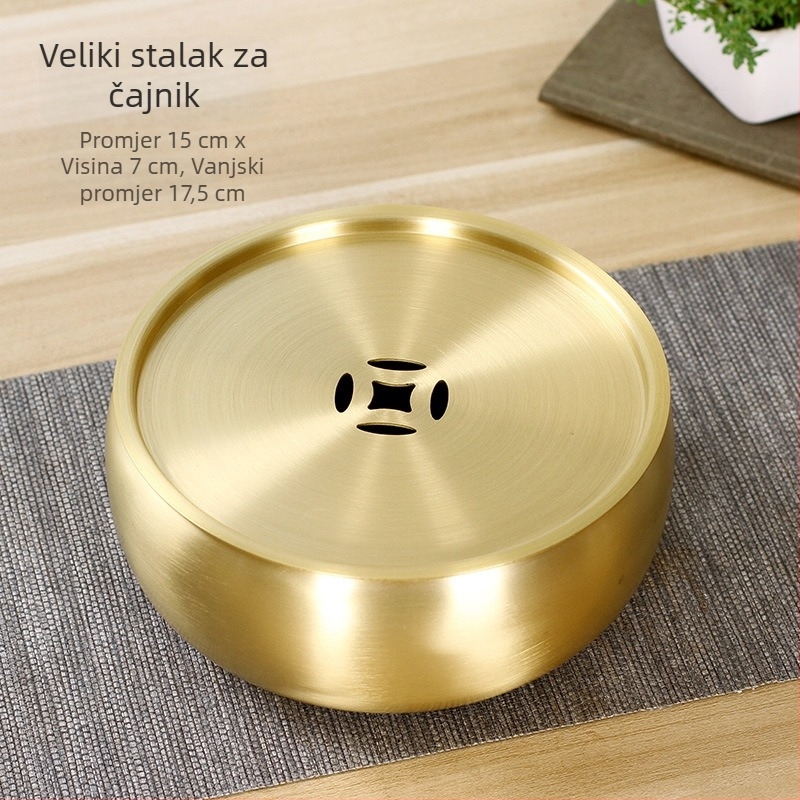 Posuda za pranje čaja od mosadža, velika posuda za vodu za čaj, zen inspiriran japanski stil, bakreni držač za posudu, dodaci za čajnu ceremoniju