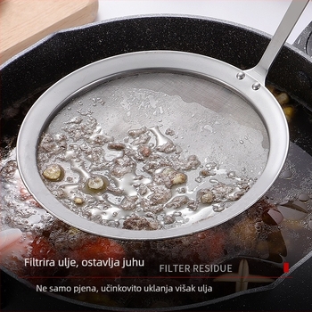 Raya nehrđajući čelični žlica-filtr za ulje, kuhinjska žlica za odvod ulja i uklanjanje pjene, ultra-fino filtriranje ostataka ulja
